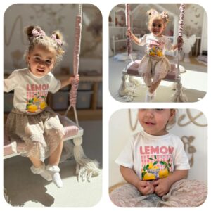 Tricou copii Lemon Tarte imprimeu retro cu lămâi, 100% bumbac natural