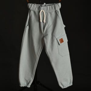 Pantaloni Copii Joggere Bleu Bumbac 100%, Buzunar Lateral, Talie cu Șnur