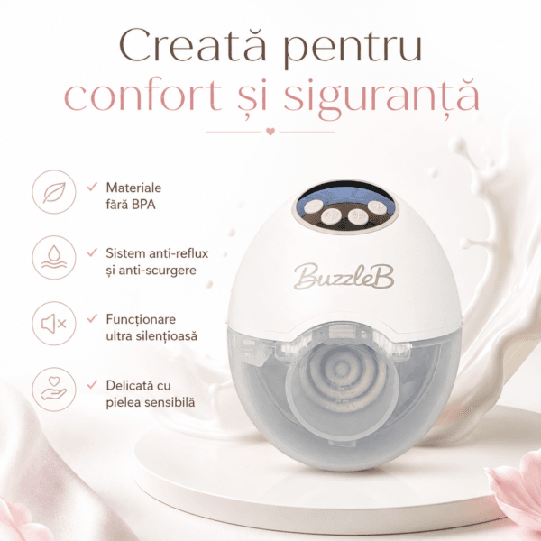 Pompa de san electrică hands-free BuzzleB – Confort, libertate și tehnologie inteligentă pentru mămici moderne