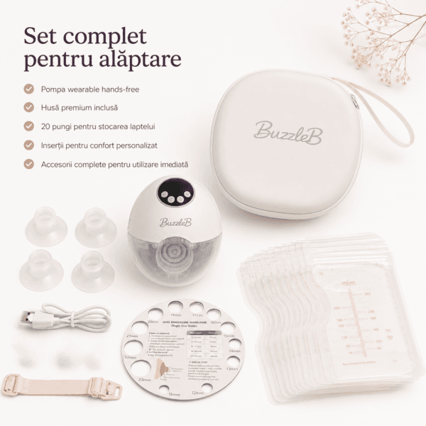 Pompa de san electrică hands-free BuzzleB – Confort, libertate și tehnologie inteligentă pentru mămici moderne